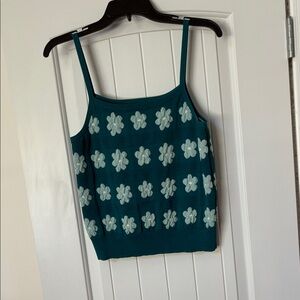 Lea & Viola Teal and White Floral Camisole